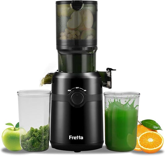Cold Press Juicer Machines Slow Masticating Juicer Machines with 1.1 L Large Feed Chute Fit Whole Fruits and Vegetables Easy Clean Self Feeding,High Juice Yield,BPA Free (Ink-black)