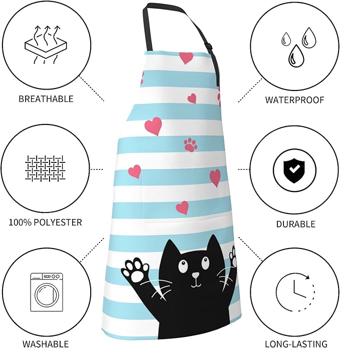 Funny Animal Apron with 2 Pockets Waterproof for Men Women Kitchen Garden Decor