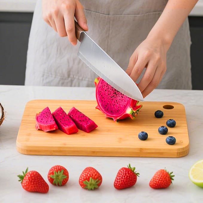 Bamboo Cutting Board Set Durable Wood Cutting Boards for Kitchen with Deep Juice Grooves Ideal Charcuterie Chopping for Meat, Vegetables and Fruits Ideas Kitchen GiftSet(Small Set of 2(M+M)