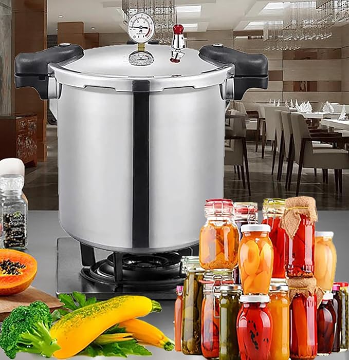 25 Quart Pressure Canner Cooker & pressure canners for canning & water bath canner | Pressure Gauge & Pressure Regulator | Induction Compatible & Pressure release 13 PSI (+/- 5%)