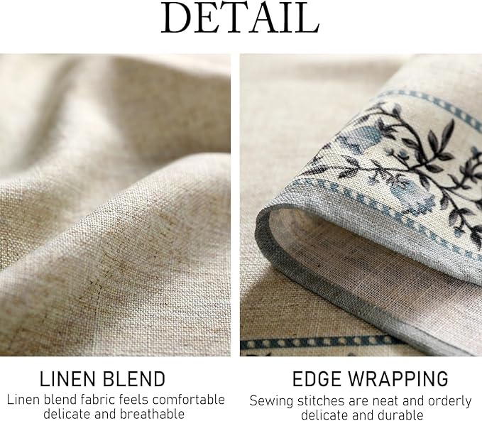 Floral Tablecloth for Square Tables,Linen Table Cloth with Thorny Vine Flower Pattern,Heavy Durable Table Cover for Dining Thanksgiving Kitchen Decor Party Banquet Christmas,67"*67"