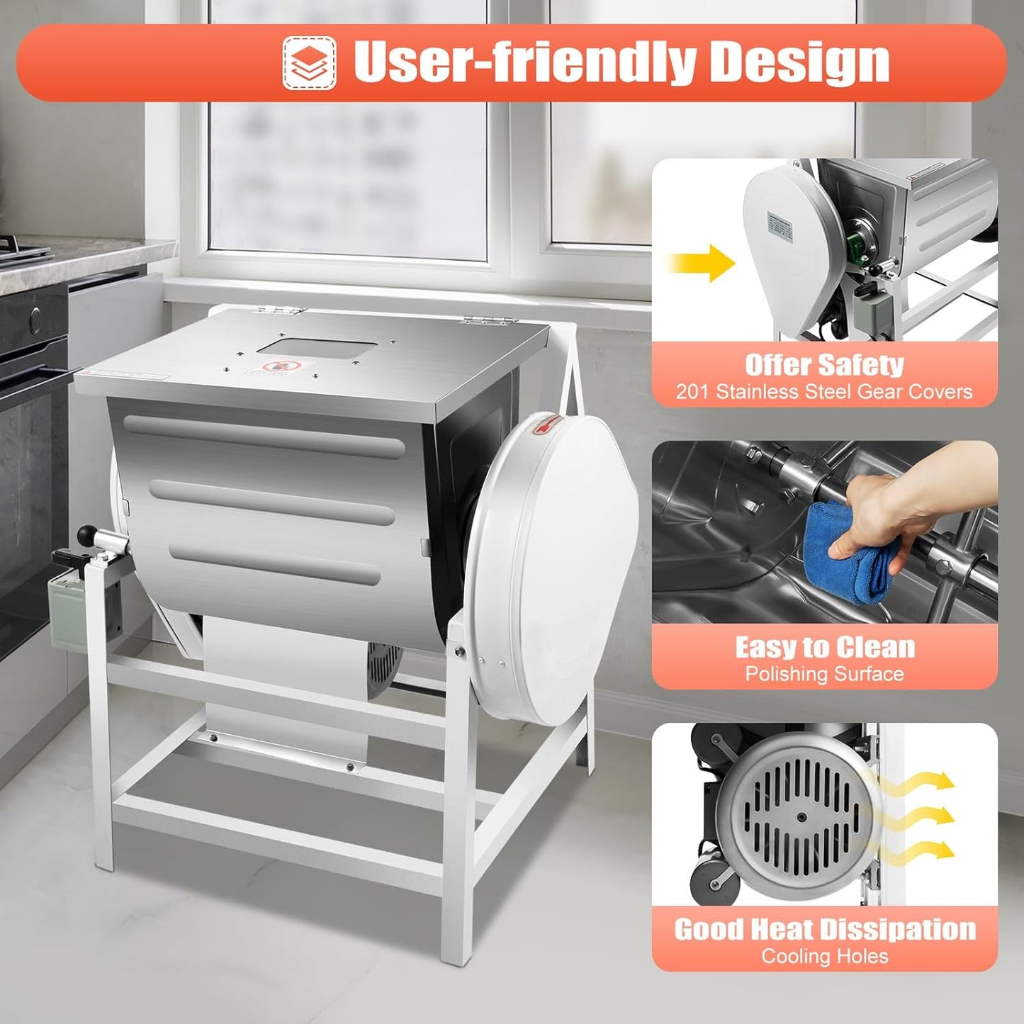 Commercial Dough Mixer Electric, 30Qt 1500W 201 Stainless Steel Large Dough Maker Machine, Heavy Duty Flour Mixing Machine, Bread Mixer for Restaurant School Bakery