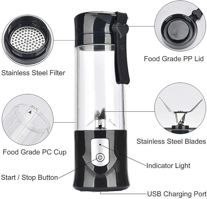 Mini Portable Blender For Shakes and Smoothies,Personal Size Juice Mixing，Leakproof-Lid, Compact, USB-C Rechargeable, Crodless, Convenient for Kitchen, Home, Travel