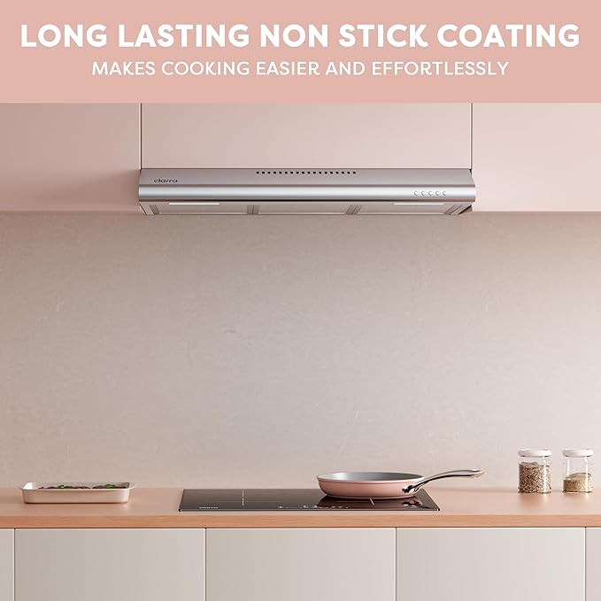 CIARRA Nonstick Ceramic Frying Pan, Non Toxic, PTFE & PFOA Free, Oven Safe & Compatible with All Stovetops, 10.2 Inches, Pink