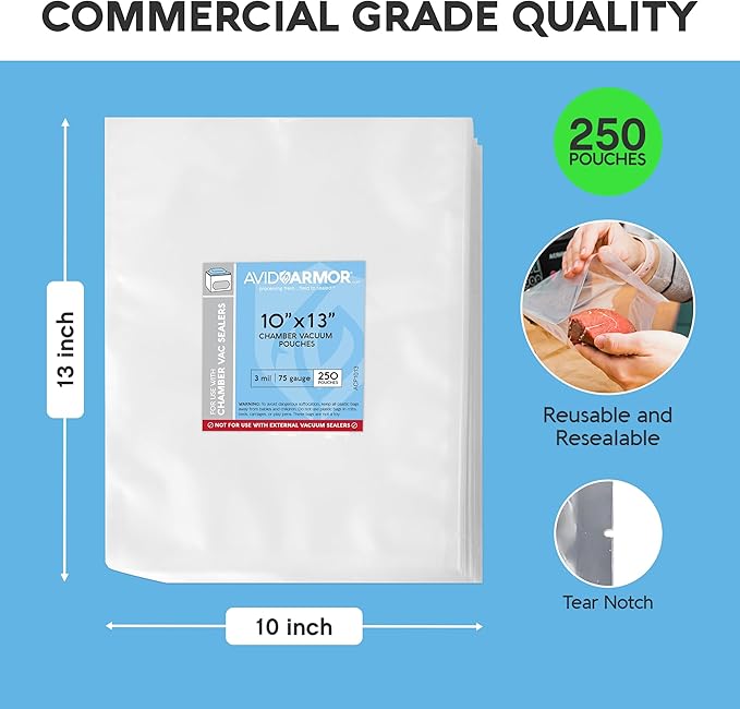 Avid Armor Heavy Duty Vacuum Pouches, BPA-Free Sealer, 1000, 10x13