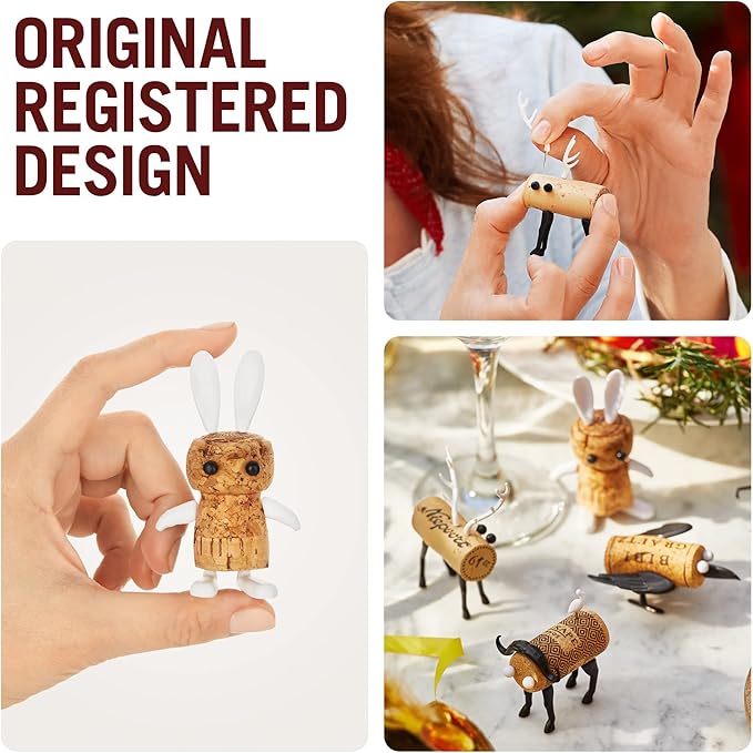 Corkers Animals Wine Accessories by Monkey Business, Collectible Novelty Gift, Pack of 6 Different Figurine Crafting Parts for Corks