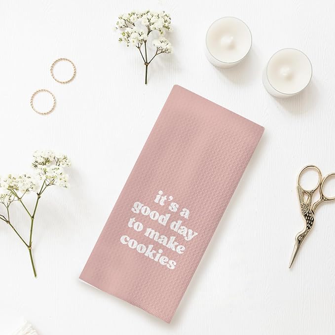 Baking Towels, Tea Towels for Baking, Gifts for Bakers Cookie Lovers Cooks, Baking Gifts for Women Bakers, It's a Good Day to Make Cookies Kitchen Towels, 16x24 （13）