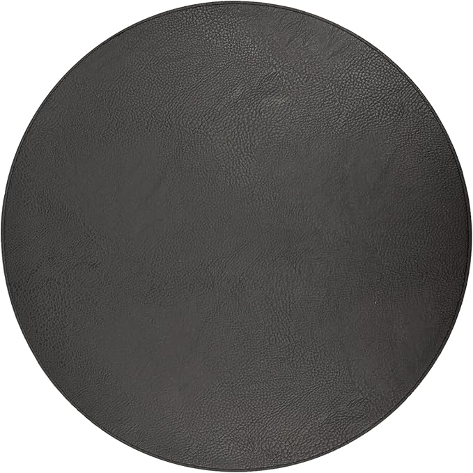 Placemats Set of 6 – Round 15” Faux Leather Table Mats for Dining, Heat Resistant & Non-Slip Washable Table Decor, Indoor, Outdoor, Dining Table Set for 6, Modern Kitchen & Holiday Use,Black