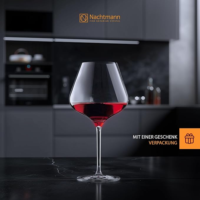 Nachtmann ViNOVA Red Wine Balloon Glass, Set of 4, 28.4-Ounces, Burgundy Wine Glasses, Tulip Shaped, Made of Clear Crystal Glass, Stemmed, Dishwasher Safe