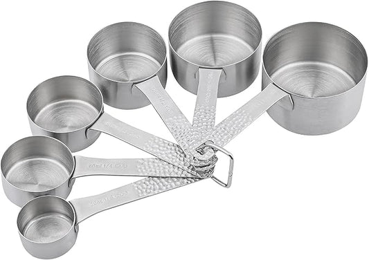 Measuring Cups Set, 18/8 Stainless Steel Measuring Cups Set for Kitchen & Baking, Dry & Liquid 6 Measuring Cups with 1 Rings, Nesting Metric & US Measuring Cup Set