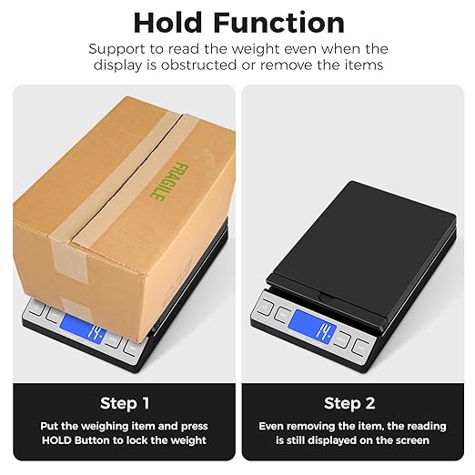 Digital Shipping Postal Scale, Mail Scale with Envelope Flip Holder, 66lb/0.1oz Postage Scale for Package, Small Business, Post Office, Hold&Tare Function, Battery&Type-C Charging Cable - Black