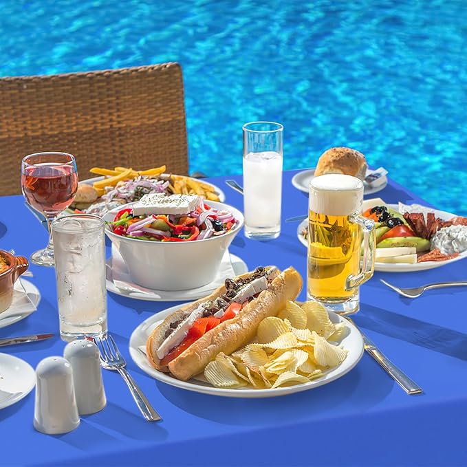homing Rectangle Vinyl Tablecloth, Waterproof Spillproof Plastic Flannel Backed Table Cloth, Wipe Clean Table Cover for Dining, Buffet Parties and Camping (Blue, 60" x 120")