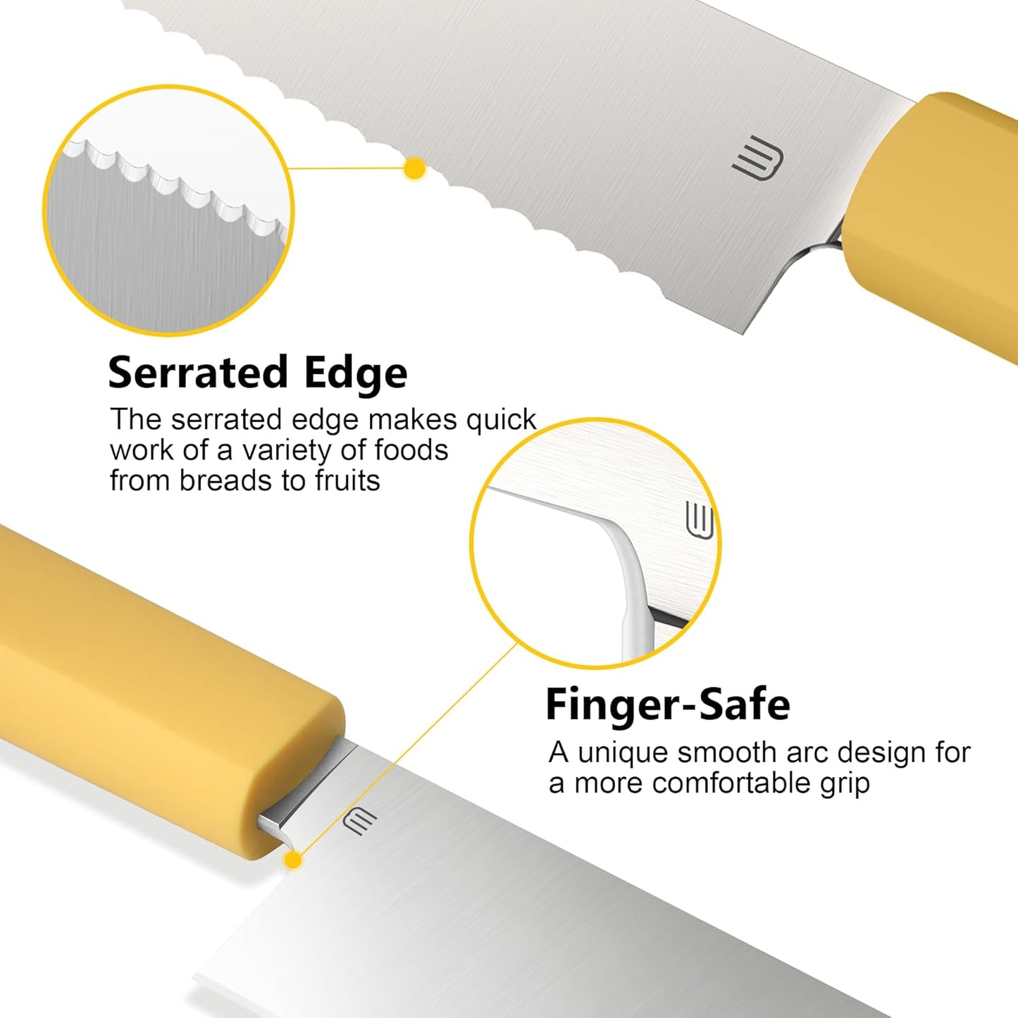 7.5" Serrated Bread Knife for Homemade Bread, Razor Sharp AR-RPM9 Steel & Innovative Wavy Edge, Professional Serrated Knife for Sourdough Bread Cake, Gift Box for Baker Home Chefs