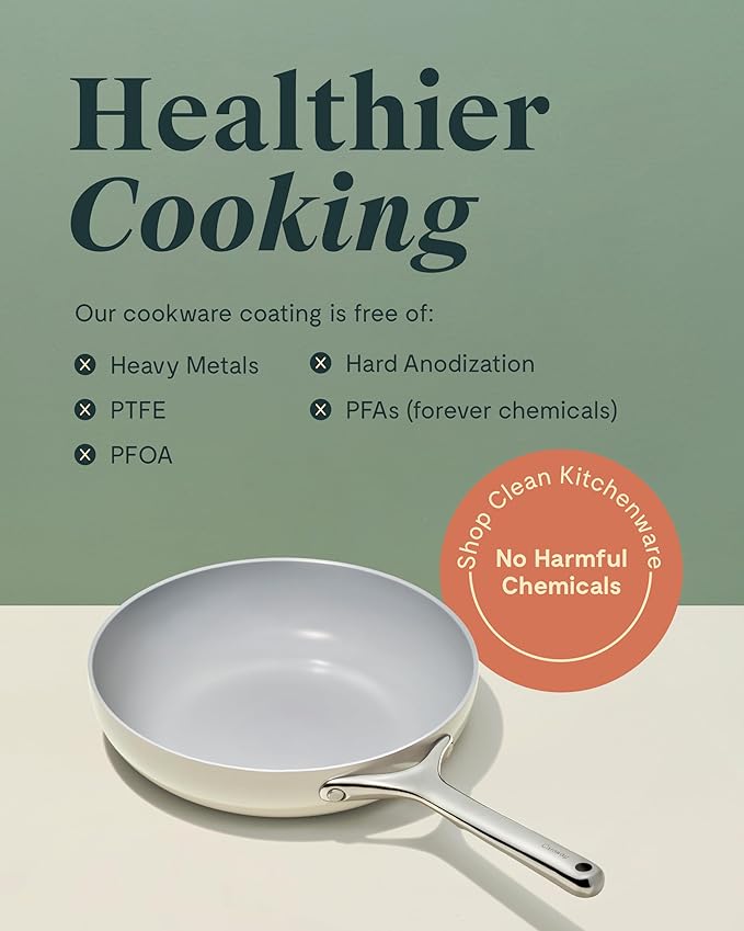 Caraway Fry Pan Duo - Nonstick Ceramic Frying Pan (8" & 10.5”) - Non Toxic, PTFE & PFOA Free - Oven Safe & Compatible with All Stovetops (Gas, Electric & Induction) - Sage