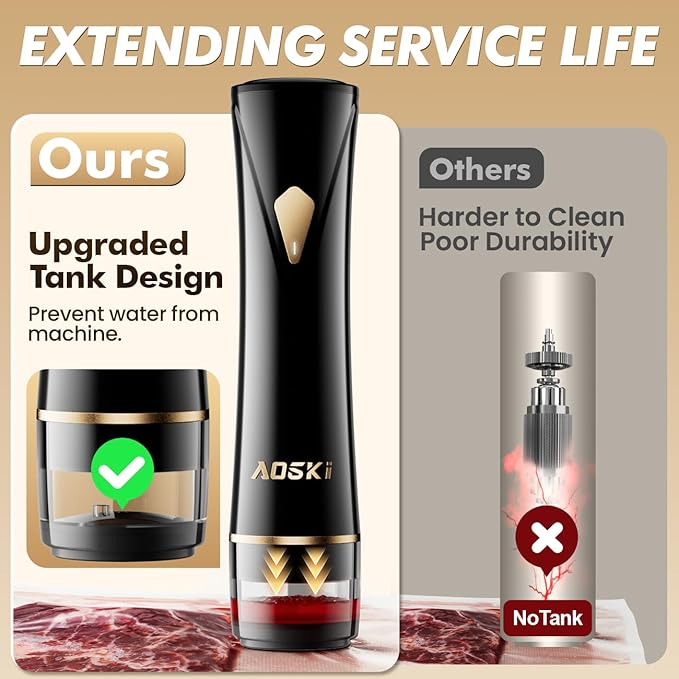 Vacuum Sealer Machine for Food Storage: Compact Food Sealer Saver 5X Fresh Longer, Handheld Detachable Water Tank, 10 PCS Vacuum Seal Bags for Kitchen Fridge Travel Seal Meal Mothers Day Gift For Wife