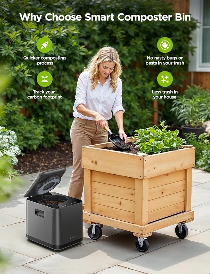 GoveeLife Smart Electric Composter for Kitchen, 3L Compost Bin Indoor with App & Voice Control, Auto-Cleaning, 3 Modes, Turn Food Waste to Fertilizer for Garden, Food Waste Compost Machine