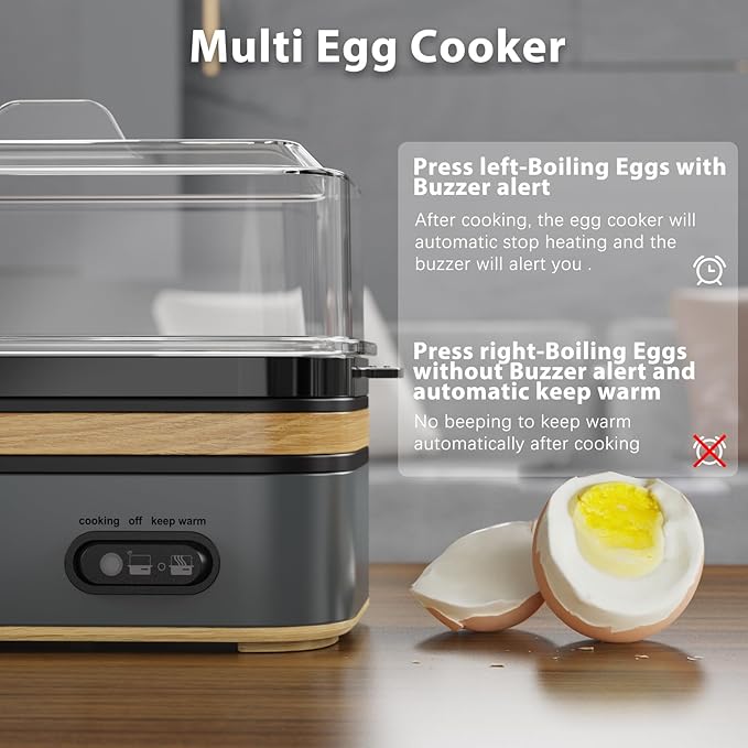 Rapid Egg Cooker Electric 6 Eggs Capacity, Soft, Medium, Hard Boiled, Poacher, Omelet Maker Egg Poacher With Auto Shut-Off, BPA Free