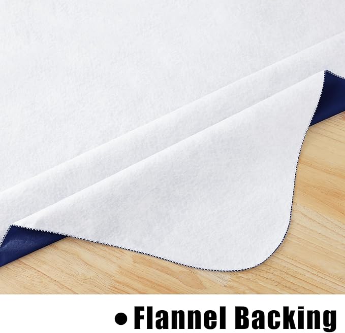 homing Round Vinyl Tablecloth, Waterproof Spillproof Plastic Flannel Backed Table Cloth, Wipe Clean Table Cover for Dining, Buffet Parties and Camping (Navy Blue, 60")