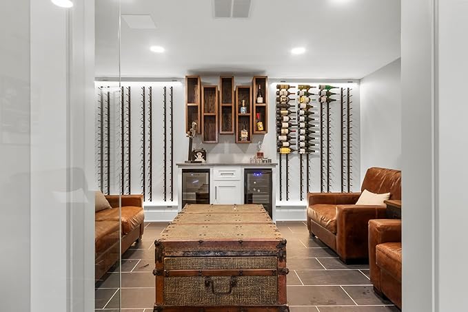 Ultra Wine Racks Wall Mounted Label-Out Wine Racks (4 Foot 1 Deep, Matte Black, 12 Wine Bottles) - Modern Metal Wine Storage, Modular Design for Home Bar, Kitchen, Dining Rooms, & Wine Cellars