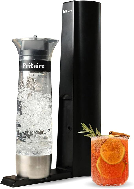 The Fritaire Fizze Soda Maker Machine, Premium OmniFizz Sparkling Water Maker, Seltzer & More, Soda Stream Machine for Home, Water Carbonator, Fizz Infuser (CO2 Cylinder Not Included), Black