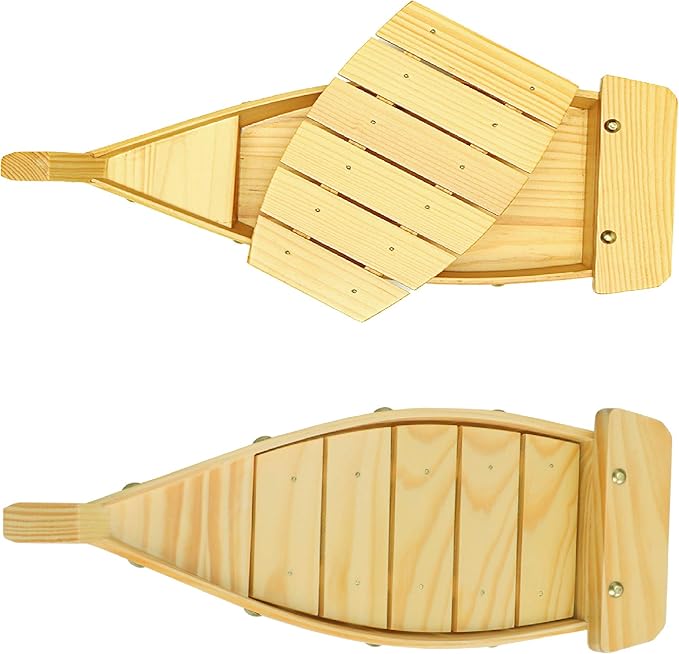 Kichgather 16.5“ Wooden Sushi Serving Tray Boat Plate for Restaurant or Home