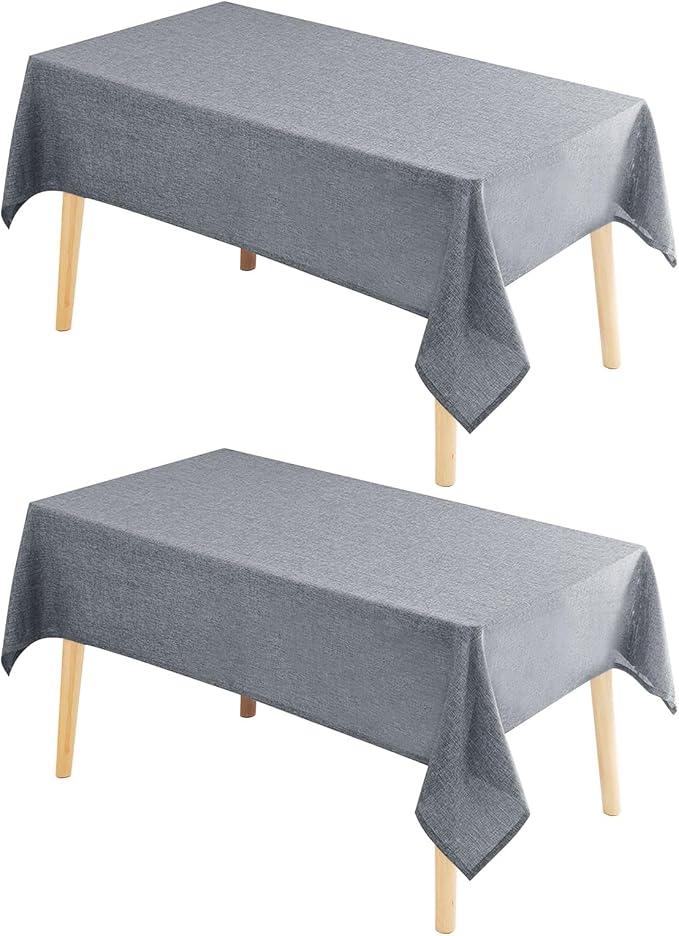 Hiasan 2 Pack Faux Linen Square Tablecloth - Wrinkle and Stain Resistant Washable Table Cloth for Kitchen Dining Room Holiday Table Cover for Party Dinner, Grey, 30 x 30 Inch