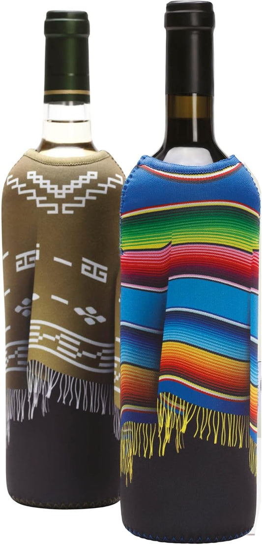 Monkey Business - Wine Bottle Poncho Covers: Set of 2 Insulated Neoprene Sleeves – Fun Wine Bottle Outfits for 750ml (25 oz) Bottles – Decorative Wine Accessories and Wine Gifts