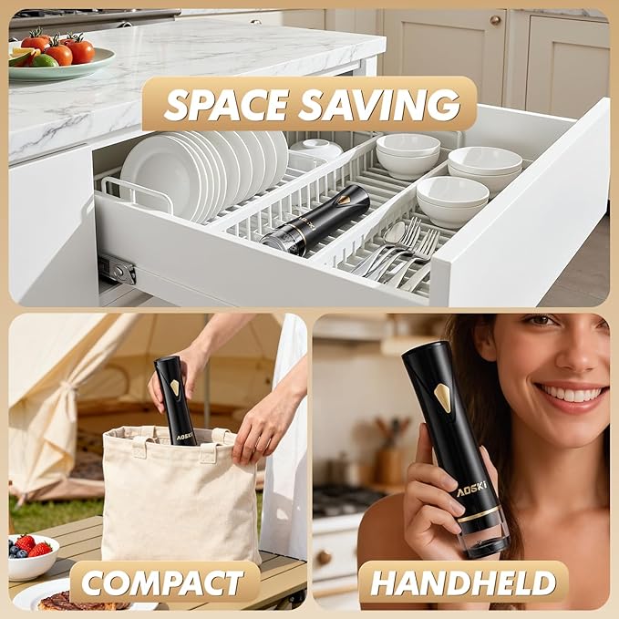 Vacuum Sealer Machine for Food Storage: Compact Food Sealer Saver 5X Fresh Longer, Handheld Detachable Water Tank, 10 PCS Vacuum Seal Bags for Kitchen Fridge Travel Seal Meal Mothers Day Gift For Wife