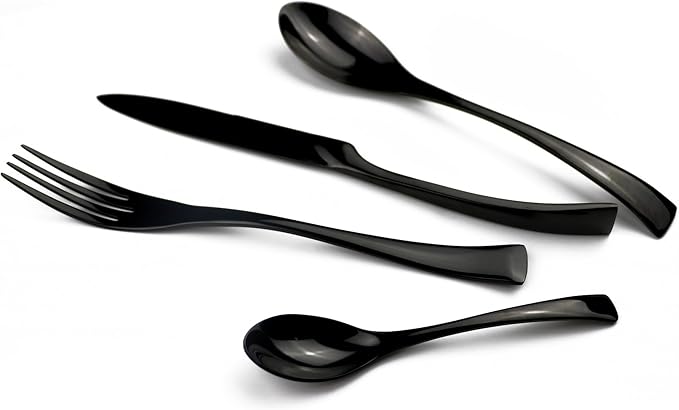 5-Piece 18/10 Stainless Steel Flatware Set Mirror Polishing Black, Serive for 1