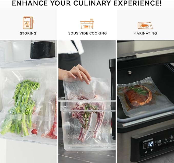 [2024 Q4] 8" x 20' Vacuum Sealer Rolls, 3 Pack-Ideal for Food Storage, Sous Vide, and Meal Prep, Keep Food Fresh and Nutrients, Wevac Lite