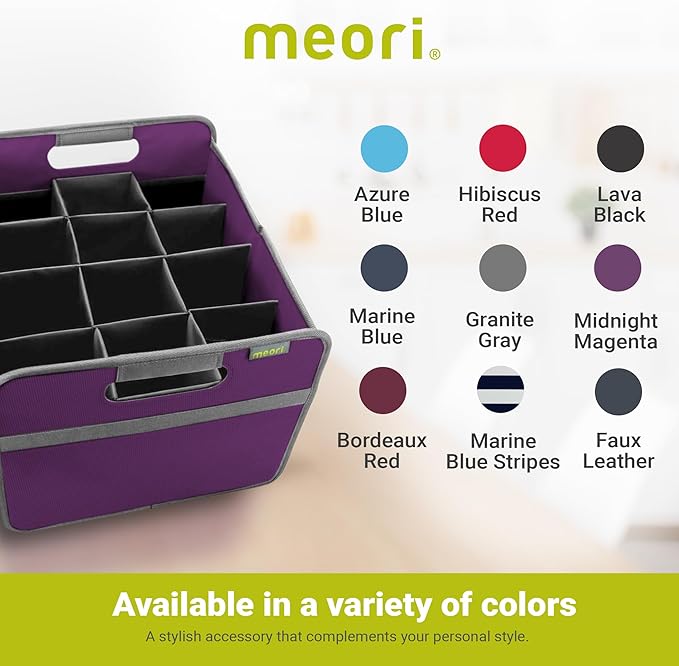 meori Foldable 12 Bottle Wine Carrier Midnight Magenta Carry Glassware Liquor Storage Bottle Shopping Travel Cocktails RV (B100793)