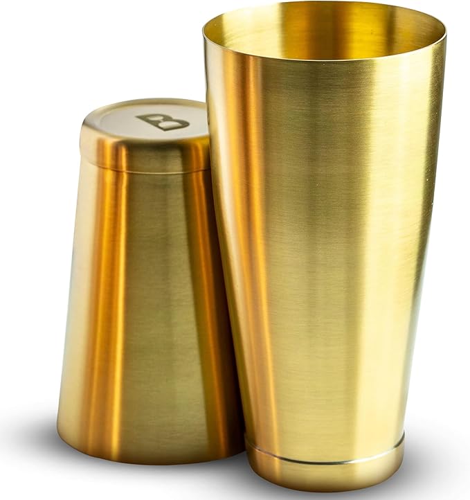 Bull in China 2-Piece Cocktail Shaker Solid Brass – 28 oz Weighted Shaker & 18oz Weighted Cheater Tin, Professional Grade Bar Shaker, Premium Cocktail Shaker Set for Professional & Home Bartenders
