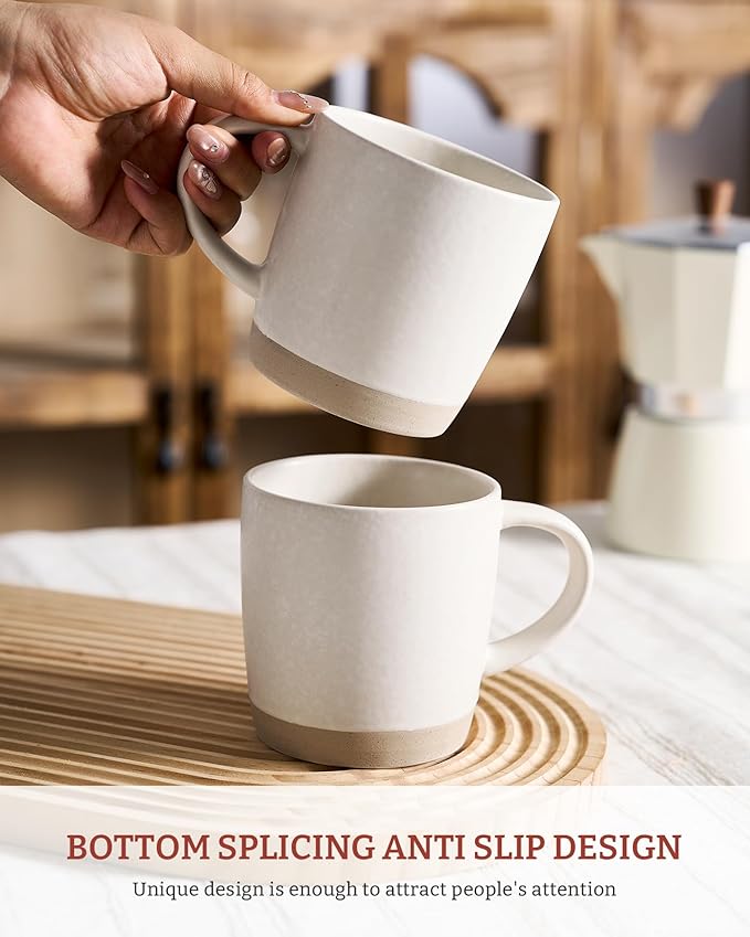 famiware Coffee Mugs Set of 4, Milkyway 13 oz Mug Set, Ceramic Cup Set with Handle for Coffee, Tea, Cocoa, Milk, Matte White