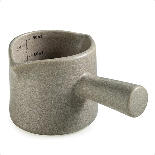 Measuring Cups Ceramic, Double Spouts Espresso Cup with Handle, Coffee Measuring Cups, Espresso Shot Milk Cup Pitcher 90 Ml, Gray