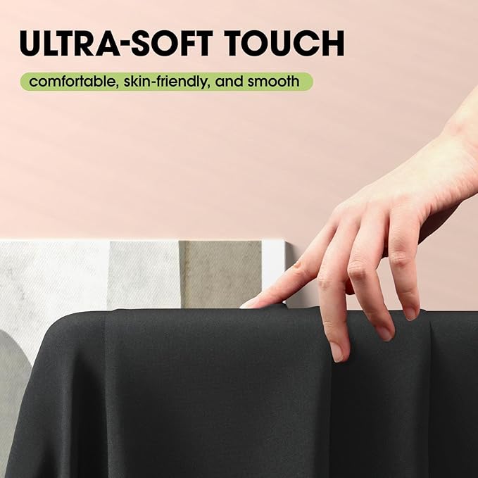 Pureegg Rectangle Table Cloth 60" x 84" – Durable Polyester Tablecloth Offers Reusable & Washable Protection, Ideal for Outdoor Party, Picnic, Wedding, Banquet and Birthday, 3 Pack, Black