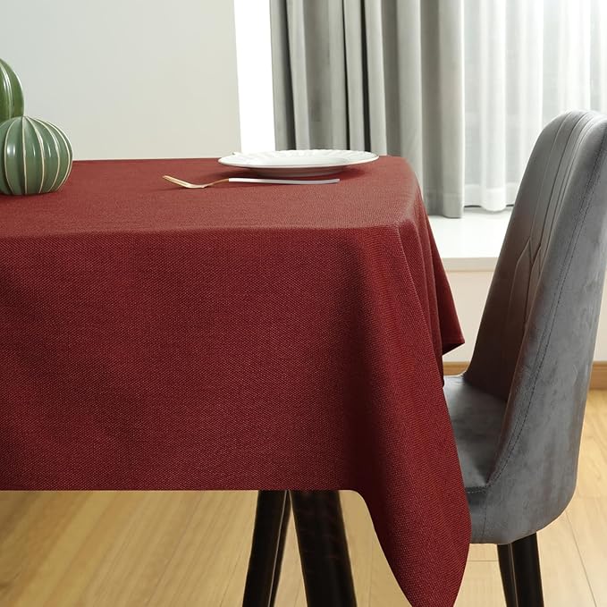 Table Cloth Rectangle Table Cover 55x95 Inches Faux Linen Wrinkle Free and Waterproof Red Rectangle Tablecloth for Kitchen Dining Party Buffet Wedding