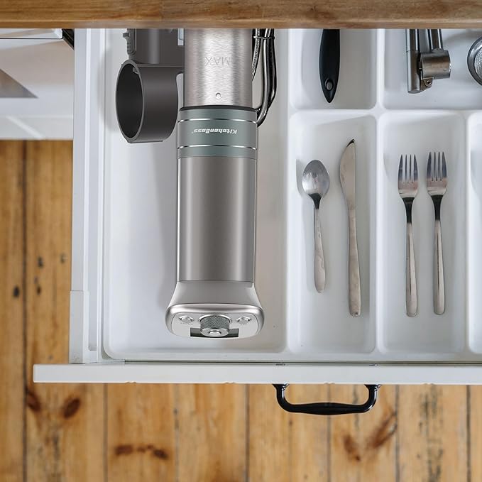 KitchenBoss Sous Vide Cooker Machine: Ultra-Quiet Built-in TFT Recipes IPX7 Waterproof Circulator Cooker Brushless DC Motor 1100 Watts Immersion Circulator Sous Vide Cooking Machine G320, Silver