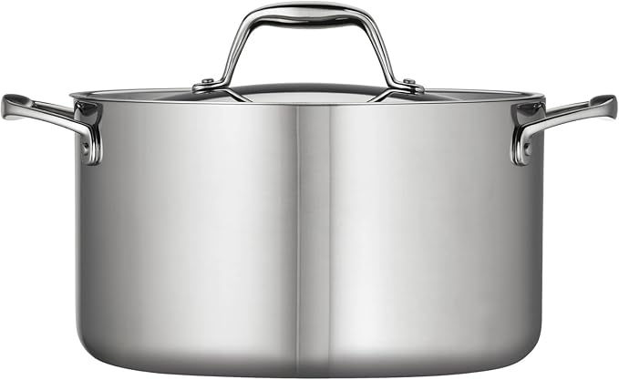 Tramontina Signature Tri-Ply Clad Stainless Steel 6-Quart Sauce Pot with Lid, Induction-Ready Pot, Dishwasher-Safe, NSF-Certified, Made in Brazil