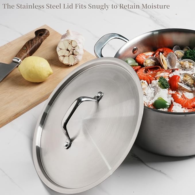 4 QT Saucepan with Lid,3-Ply Stainless Steel Stockpot,Professional Grade Cookware,Induction Compatible