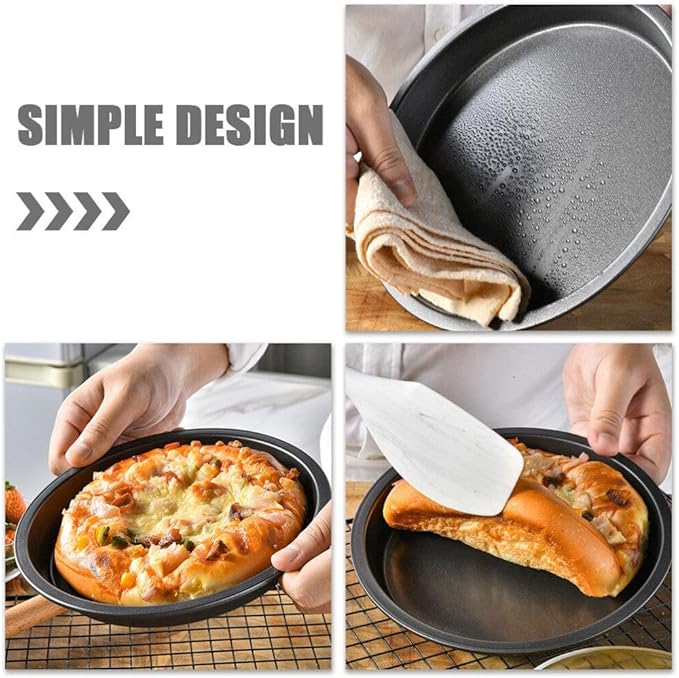 Luxshiny Pizza Pan 9 Inch Crisper Pan Carbon Steel Baking Pan Non Stick Bakeware Microwave Oven Baking Tray Pie Tray Cookie