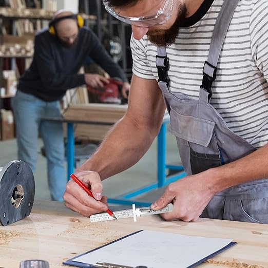 6 Pcs Pocket Ruler with Detachable Clips, Precision Pocket Ruler, Metric Ruler, Stainless Steel Scale Machinist Ruler, Imperial Metric Scale Ruler for School Office Architect Engineer（6 Inch 15 cm）