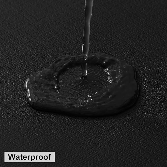 homing Round Faux Leather Placemat and Coaster 4 Packs, Washable Heat Resistant Dining Place Mats, Wipeable Double-Sided Table Mats for Indoor and Outdoor, Diameter 13 and 3.93 inch, Black