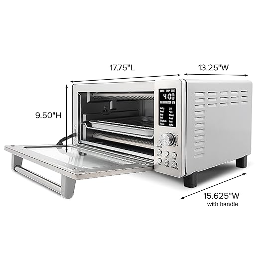 Nuwave Bravo Air Fryer Toaster Smart Oven, 10-in-1 Countertop Convection, 1800 Watts, 21-Qt Capacity, 50°-450°F Temp Controls, Top and Bottom Heater Adjustments 0%-100%, PFAS Free, Stainless Steel