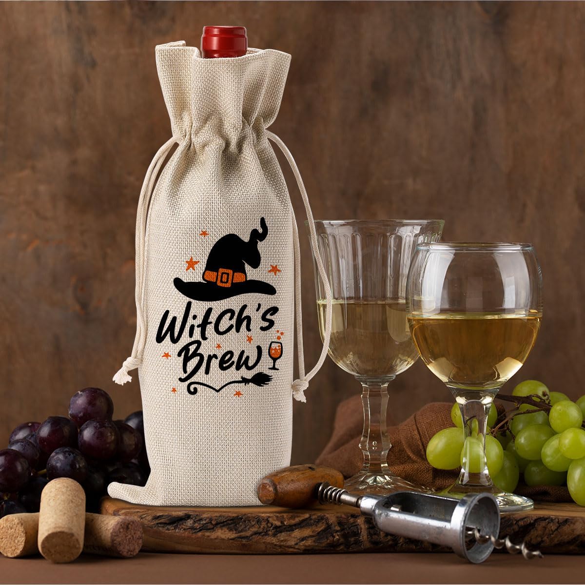 Funny Halloween Witch Decor Hocus Pocus Witchy Decor Witch Wine Bag Gifts Halloween Party Supplies Home Decorations Wine Accessories for Wine Lovers Women Men Friend