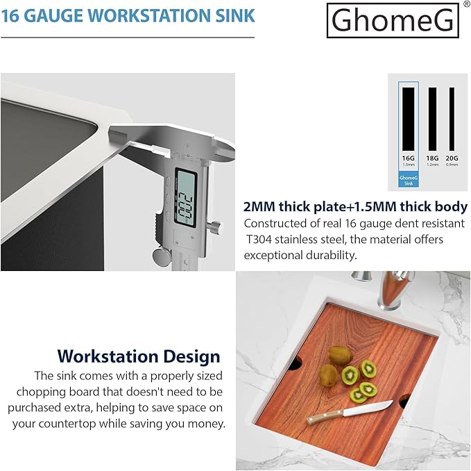 15 Inch Undermount Bar Sink 15x17 Inch Single Bowl Workstation 16 Gauge Stainless Steel Small Undermount Bar Prep Sinks