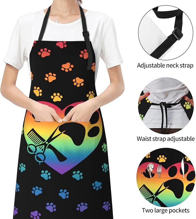 Funny Animal Apron with 2 Pockets Waterproof for Men Women Kitchen Garden Decor
