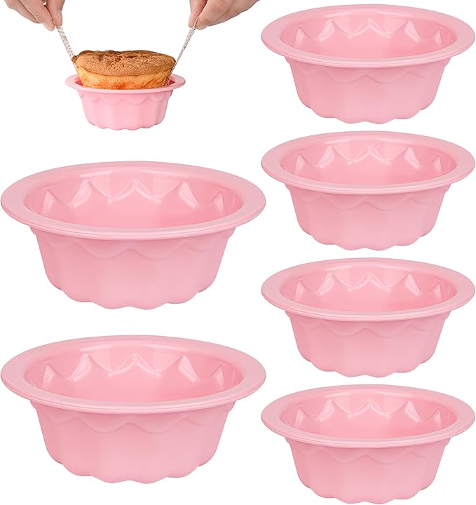 Mini Fluted Tube Cake Pan, 4 inch Small Cake Molds for Baking(6Pcs) with Flower Shape for Jello, Cake, Cupcakes and Bread