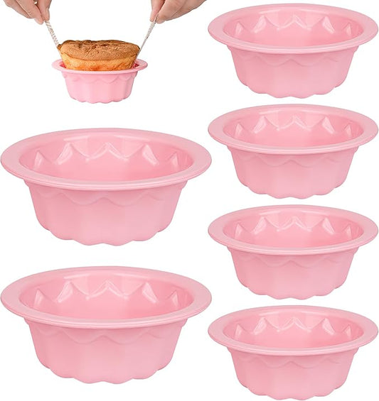 Mini Fluted Tube Cake Pan, 4 inch Small Cake Molds for Baking(6Pcs) with Flower Shape for Jello, Cake, Cupcakes and Bread