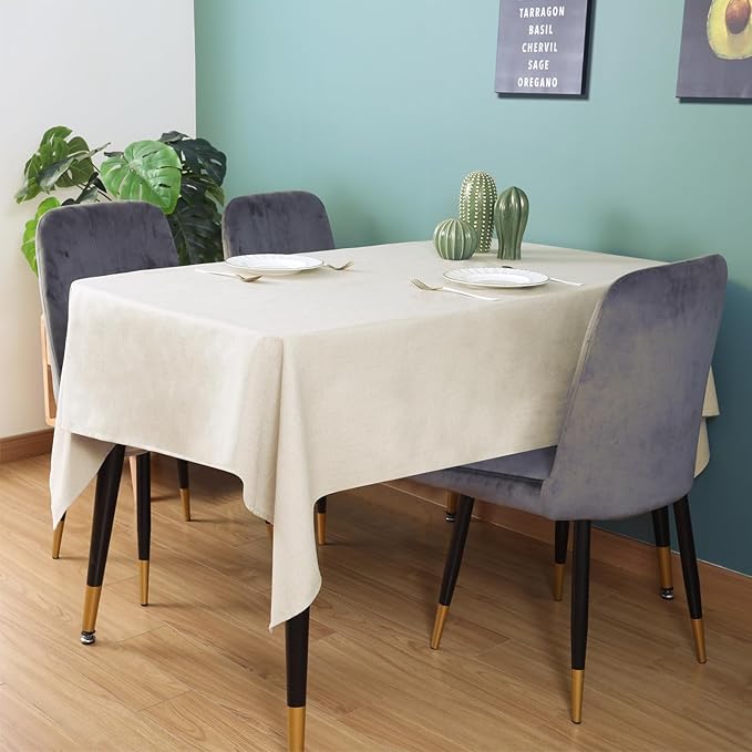 Table Cloth Rectangle Table Cover 57x118 Inches Faux Linen Wrinkle Free and Waterproof Beige Rectangle Tablecloth for Kitchen Dining Party Buffet Wedding