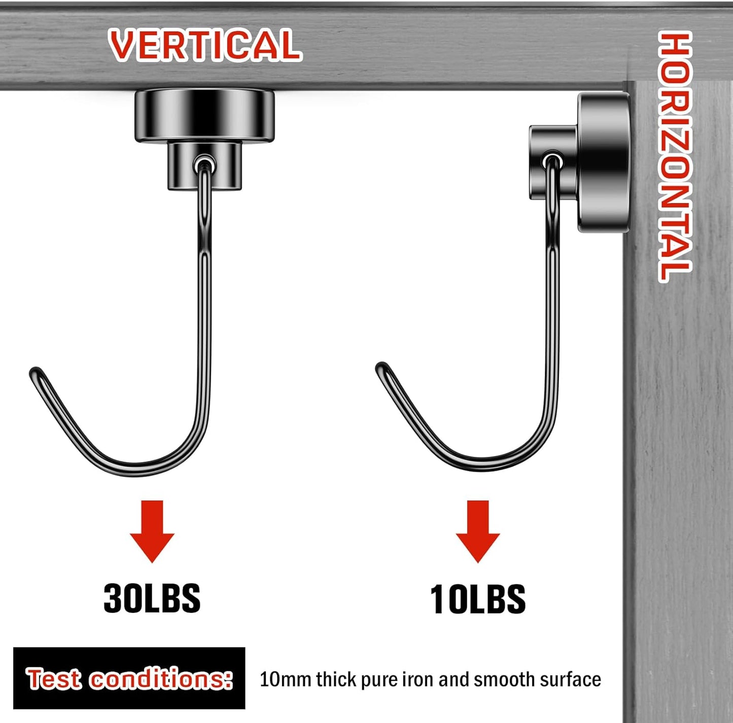 FINDMAG Magnetic Hooks, 30lbs+ Magnetic Hooks for Cruise Cabins, Magnet Hooks Heavy Duty for Fridge, Swivel Swing Hooks for Kitchen, Grill, Garage, Cruise Ship Essentials 6 Pack (Black)